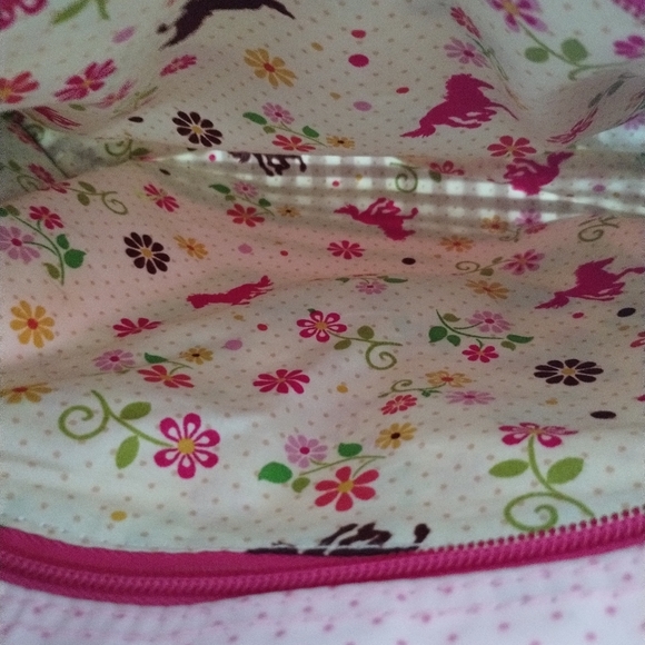 Die Spiegelburg VTG Pink Embroidered Horse Shoe Floral Polka Dot Crossbody Bag - Picture 8 of 10